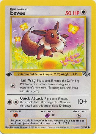 Pokemon Jungle Eevee 51/64 Common 1st Edition