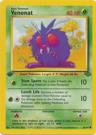 Pokemon Jungle Venonat 63/64 Common 1st Edition