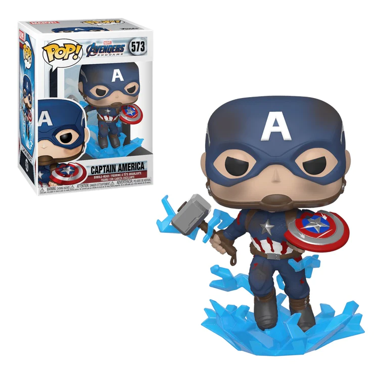 Pop! MARVEL Avengers Endgame Captain America with Electrified Mjolnir and Broken Shield