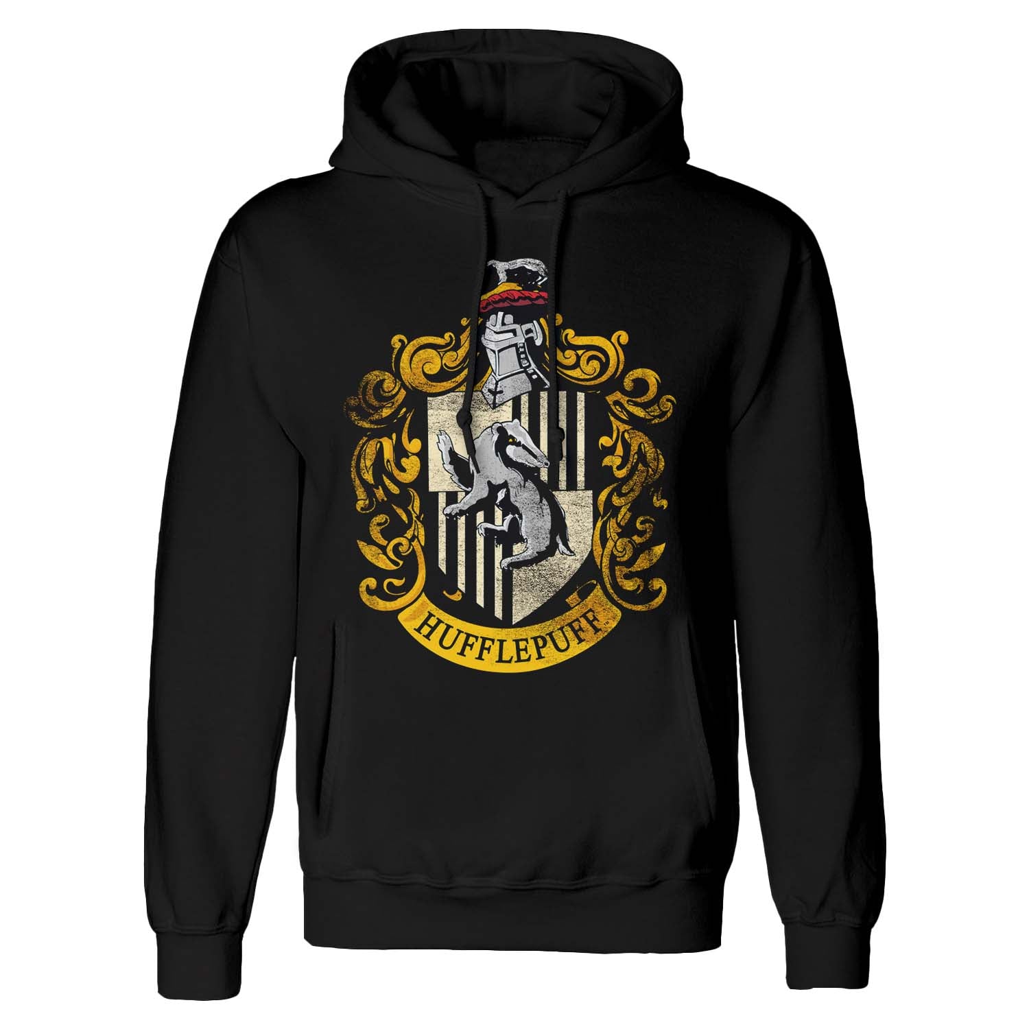 Harry Potter Distressed Hufflepuff Pocket-less Pullover Hoodie