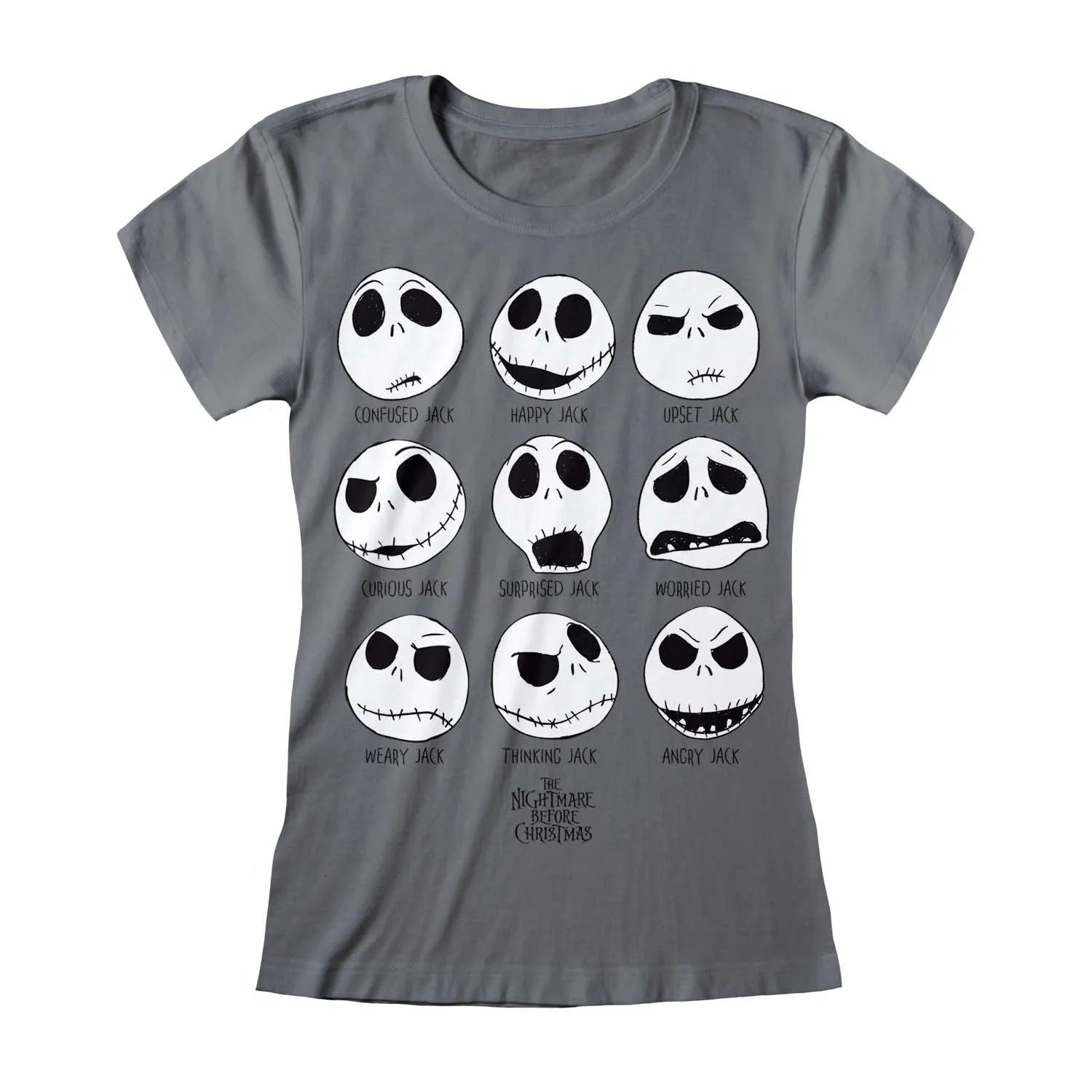 Nightmare Before Christmas Many Faces Of Jack Fitted T-Shirt
