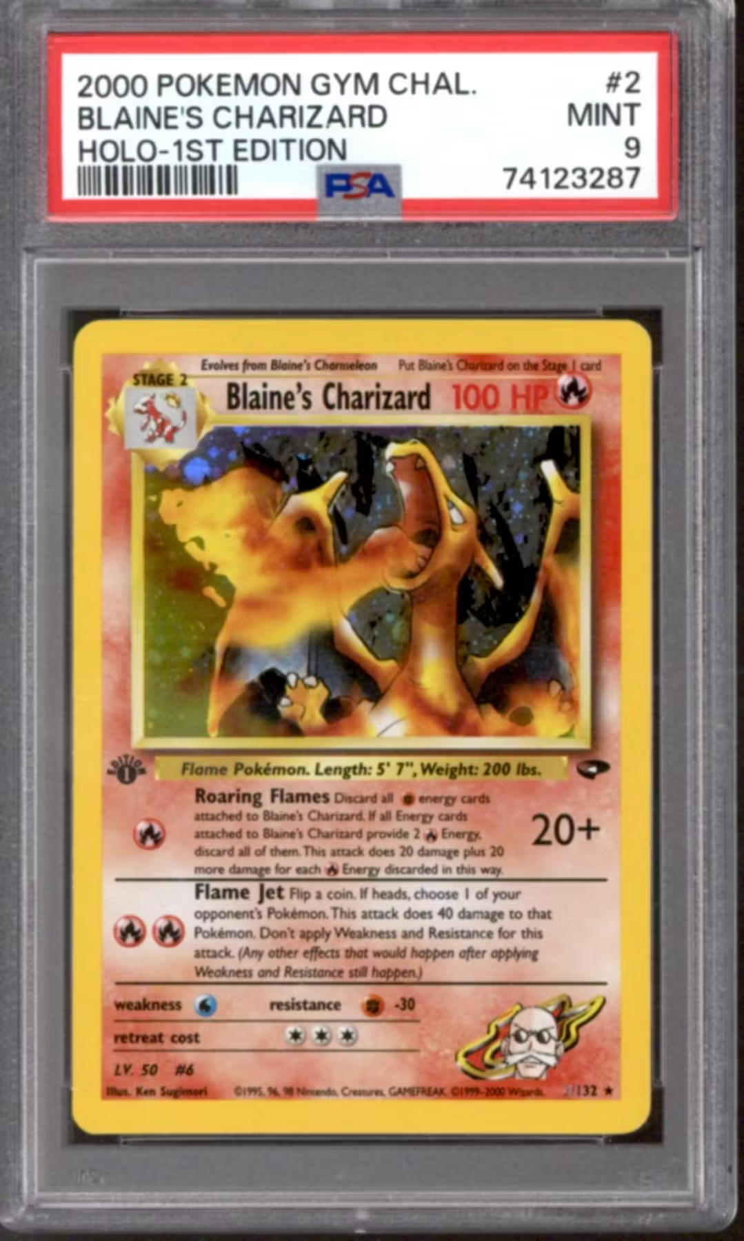 Pokemon Gym Challenge 1st Edition Blaine's Charizard 2/132 PSA 9