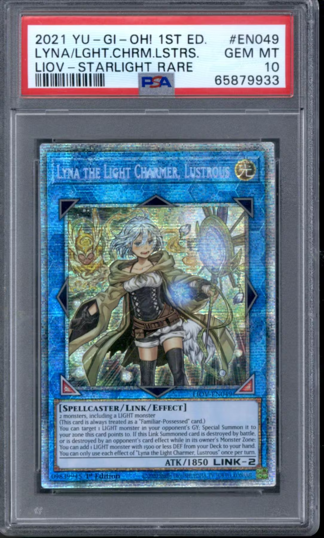 Yu-Gi-Oh Lightning Overdrive 1st Edition Lyna the Light Charmer, Lustrous LIOV-EN049 Starlight PSA 10 GEM