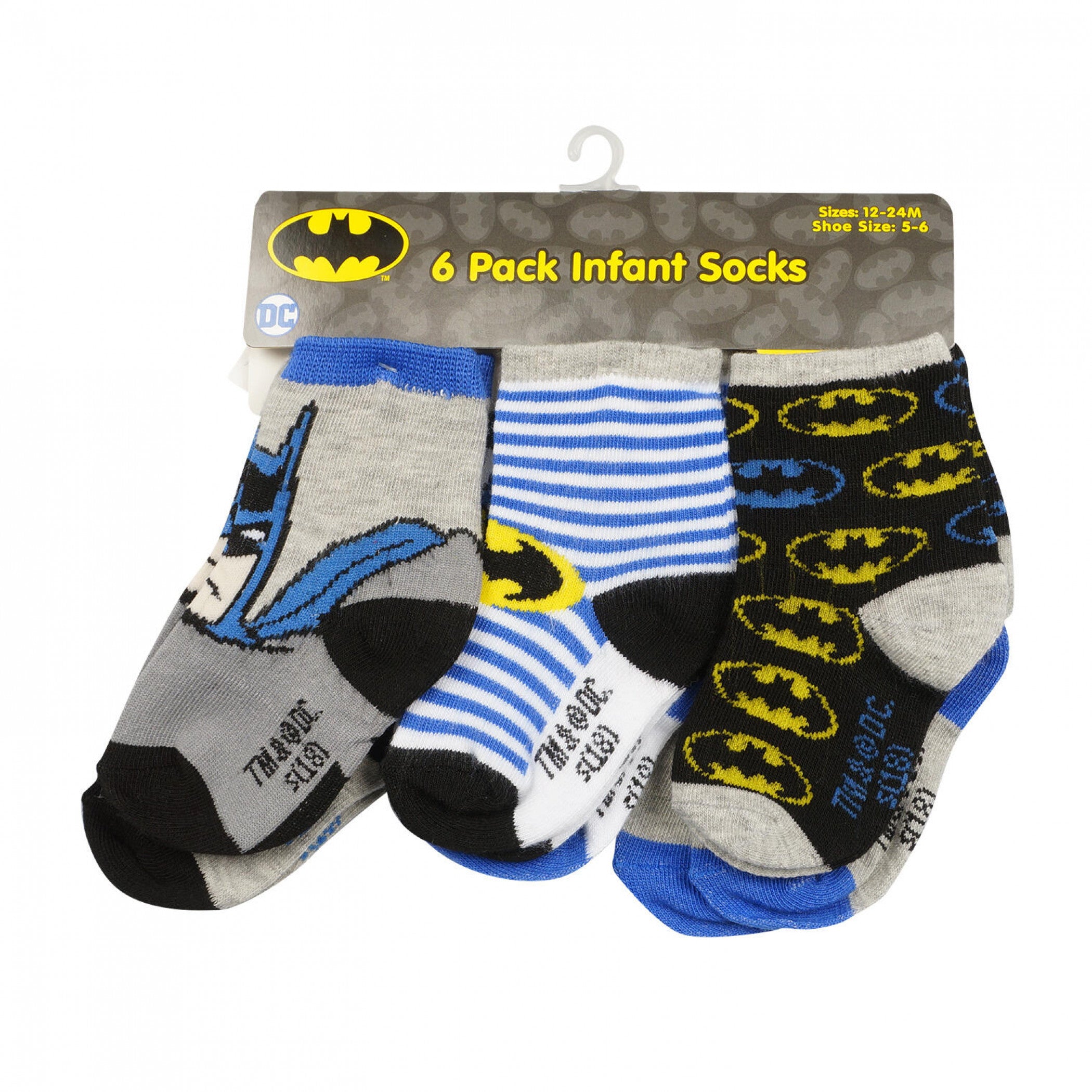 Batman Characters and Symbols 6-Pack of Infant Socks