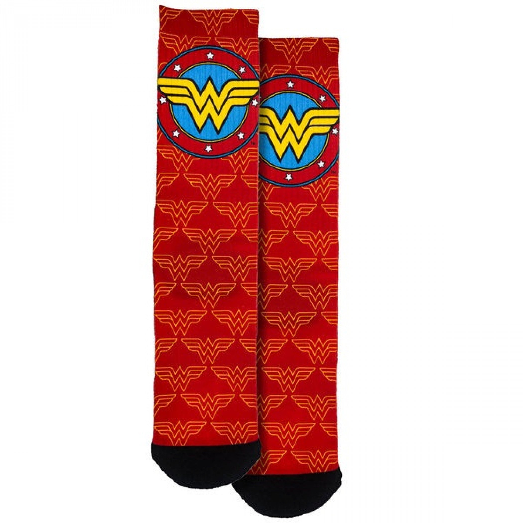 Wonder Woman Logo and Symbols All Over Crew Socks