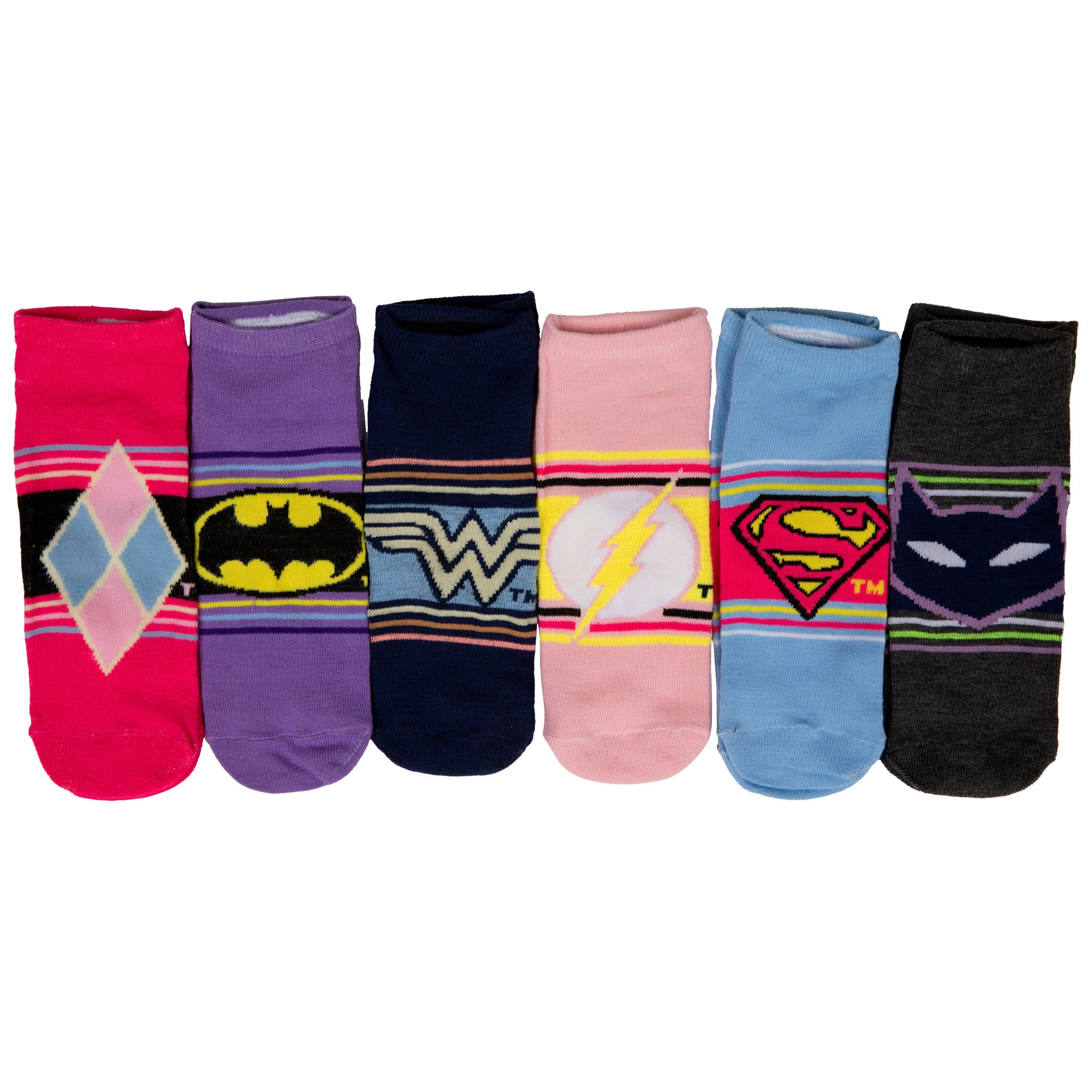 DC Comics Heroine Logos and Symbols Women's 6-Pack of Shorties Socks