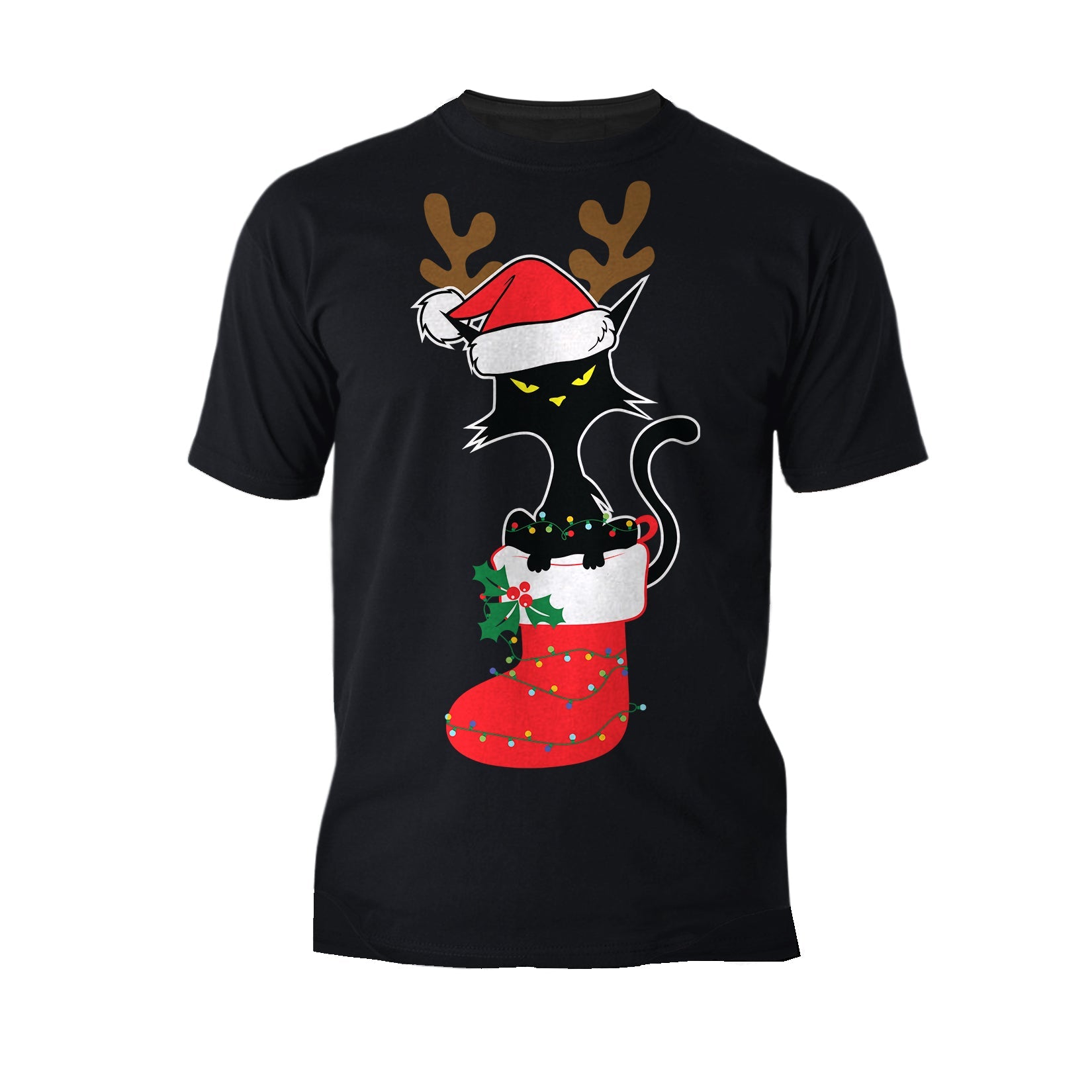 Christmas Cat Lover Santa Hat Stocking Vintage Fun Sweet Lol Men's T-Shirt