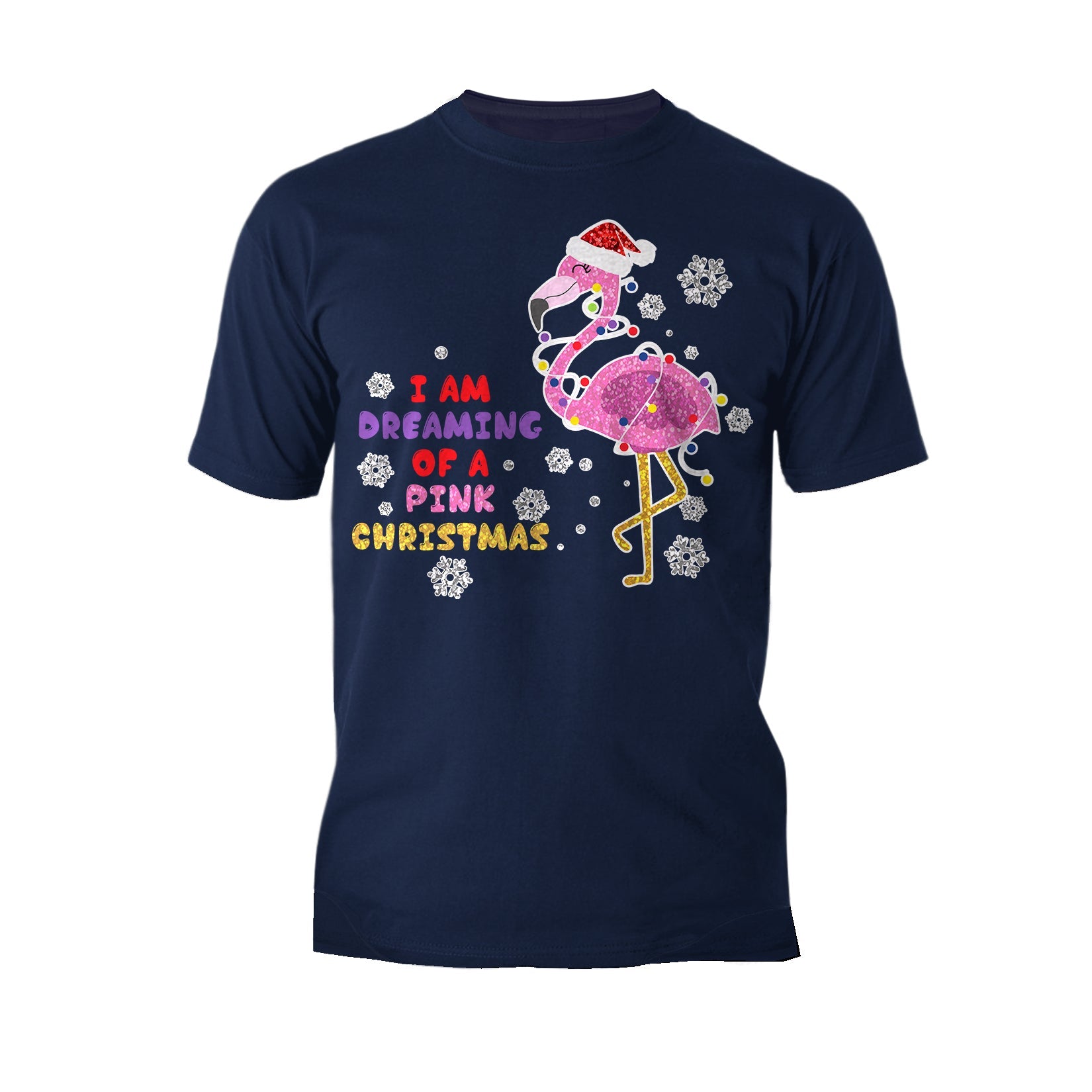 Christmas Flamingo Dreaming Pink Xmas Sparkle Family Cute Men's T-Shirt