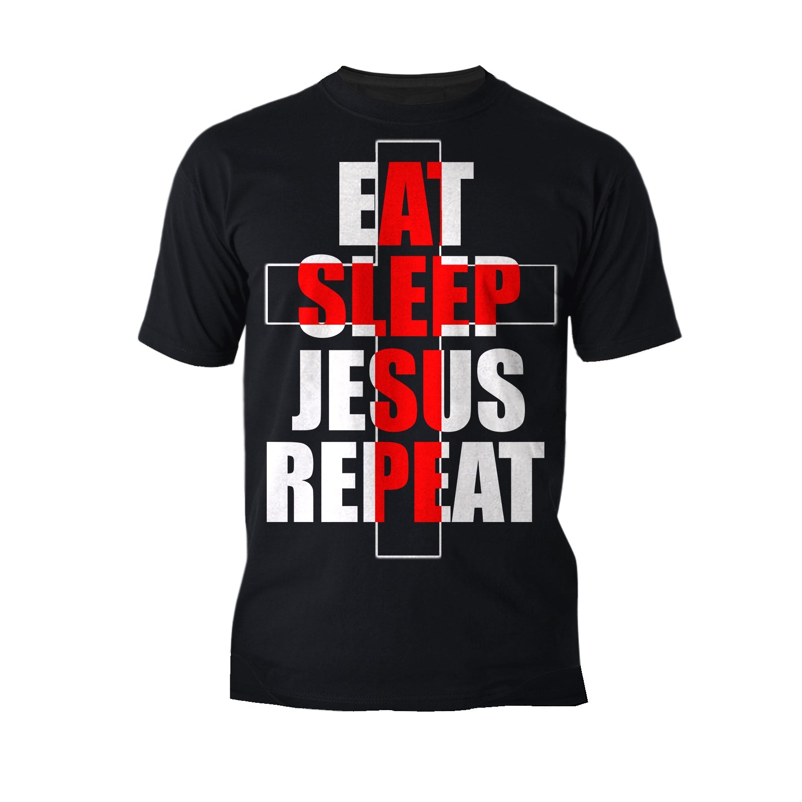 Christmas Jesus Meme Eat Sleep Repeat Christ Cross Church Men's T-Shirt