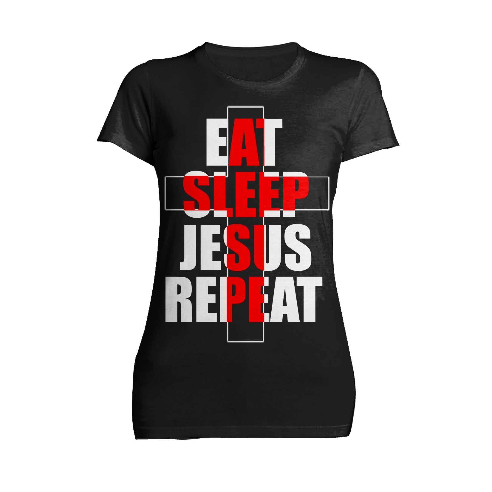 Christmas Jesus Meme Eat Sleep Repeat Christ Cross Church Women's T-Shirt