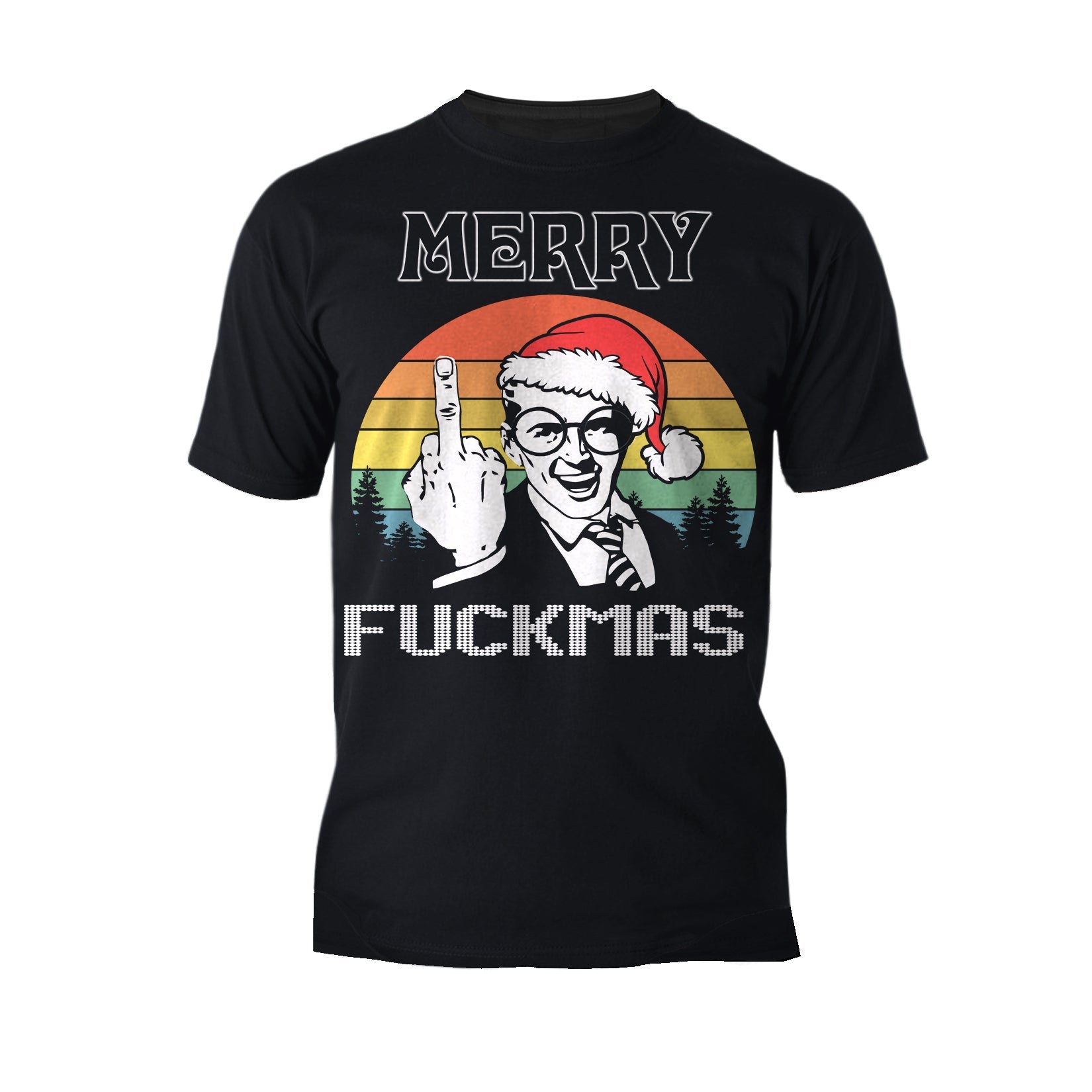 Christmas Merry Fuckmas Finger Anti Xmas Retro Meme Dad Joke Men's T-Shirt