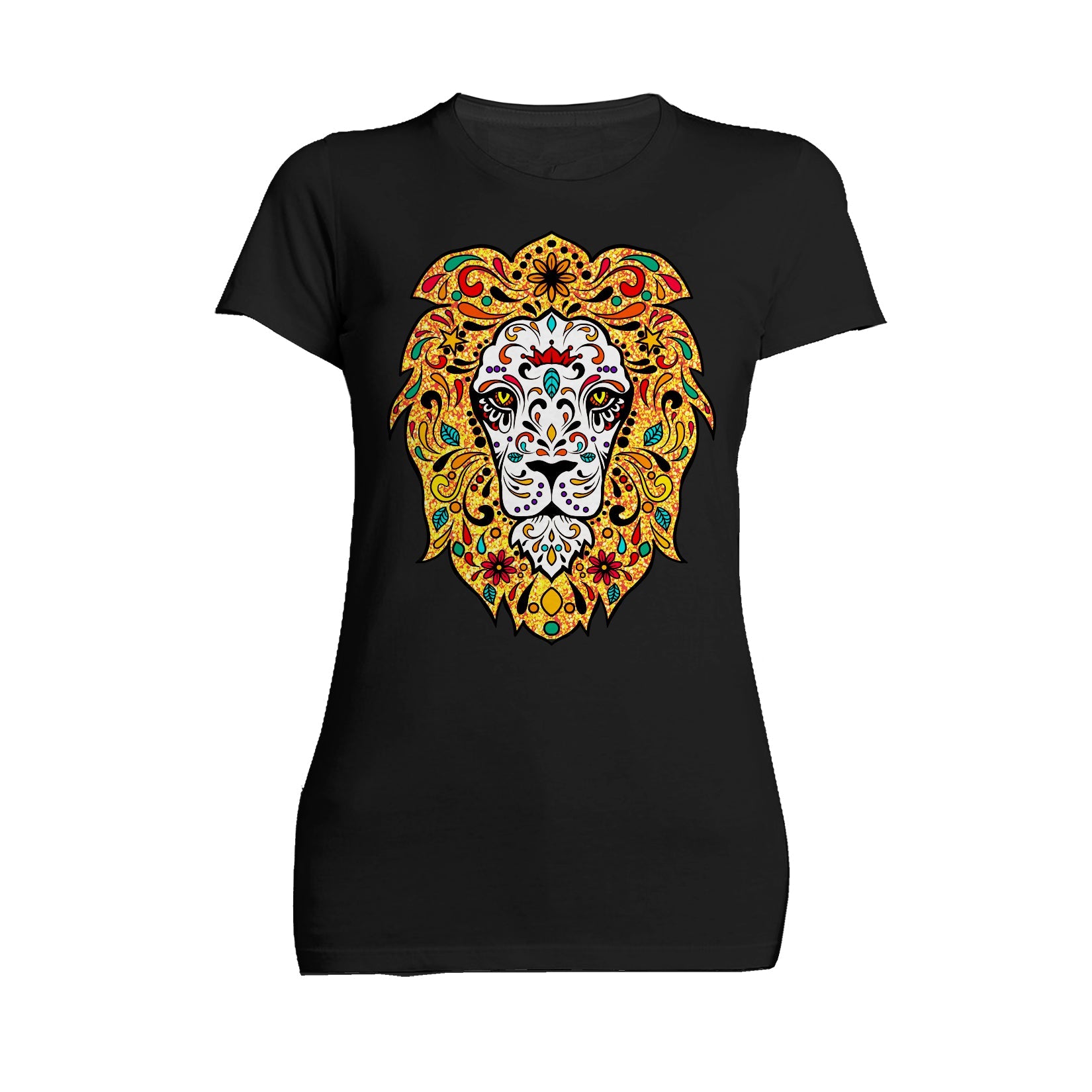 Halloween Day Of The Dead Calavera Lion Sugar Skull Bling Official Women's T-shirt