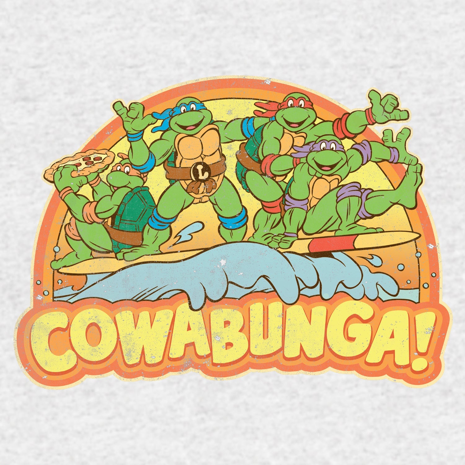 TMNT Gang Retro Cowabunga Official Men's T-Shirt (Heather )
