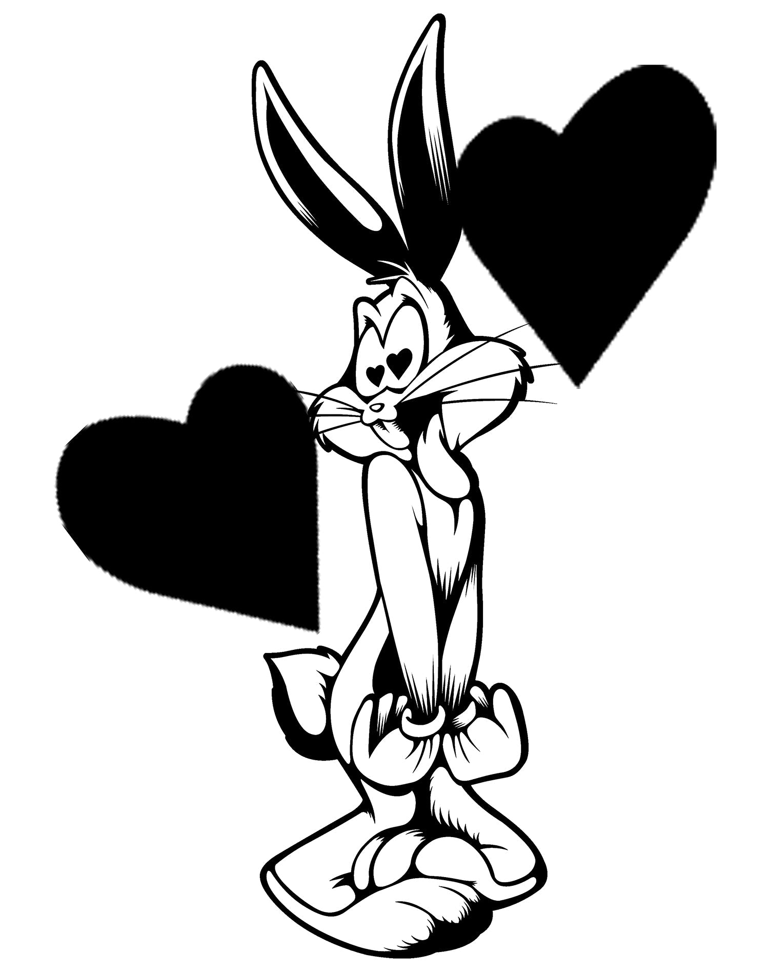 Looney Tunes Bugs Bunny Line Hearts Women's T-shirt