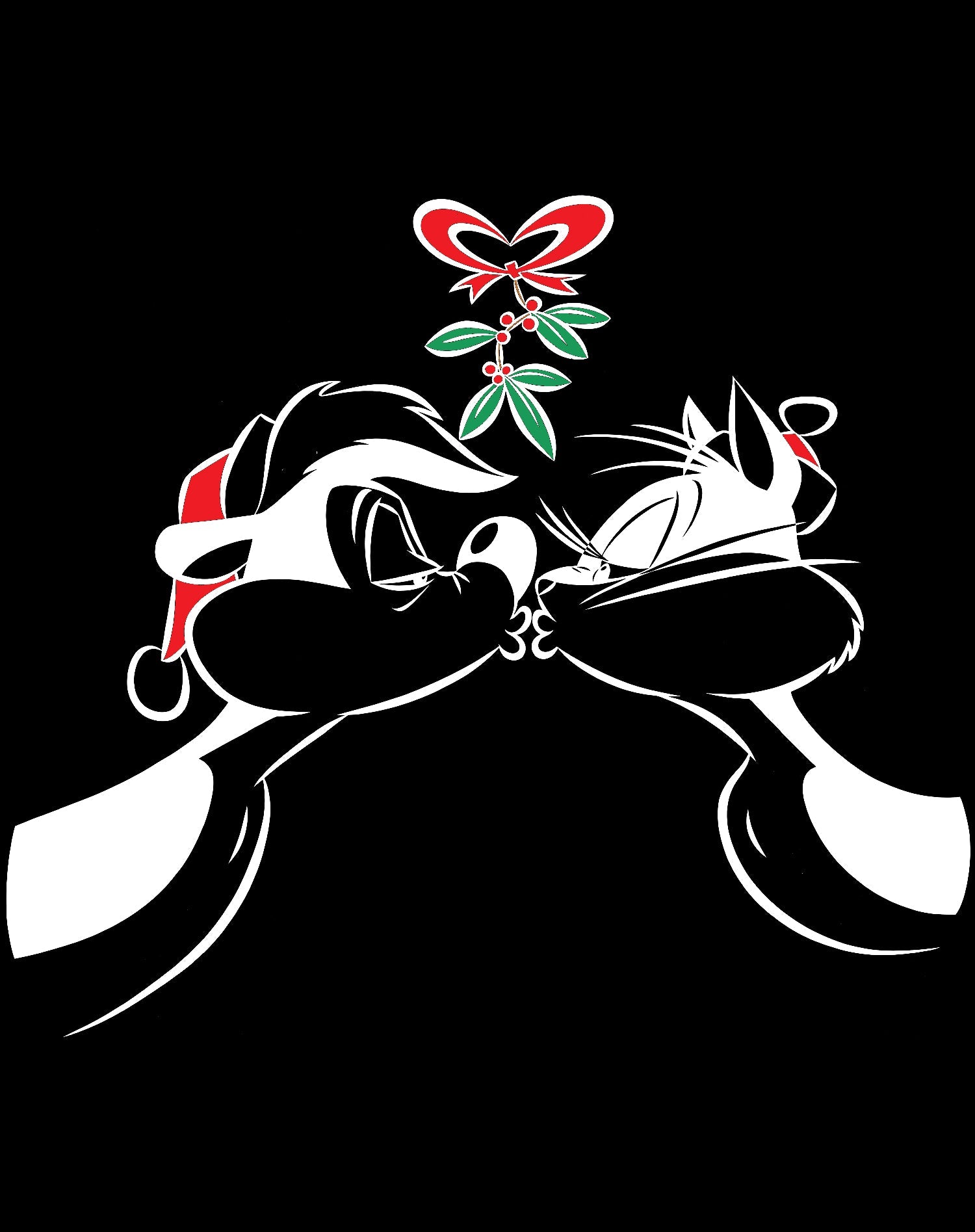 Looney Tunes Pepe Le Pew Xmas Kiss Official Women's T-Shirt