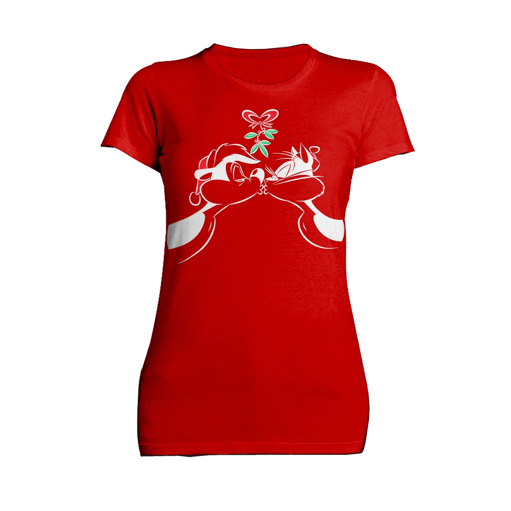 Looney Tunes Pepe Le Pew Xmas Kiss Official Women's T-Shirt