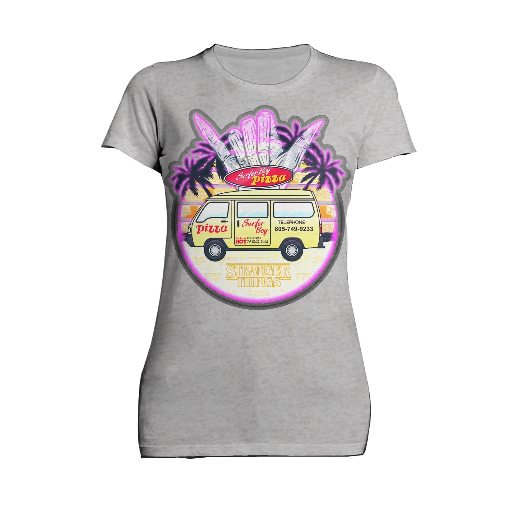 Stranger Things Argyle Splash Surf Pizza Official Women's T-Shirt