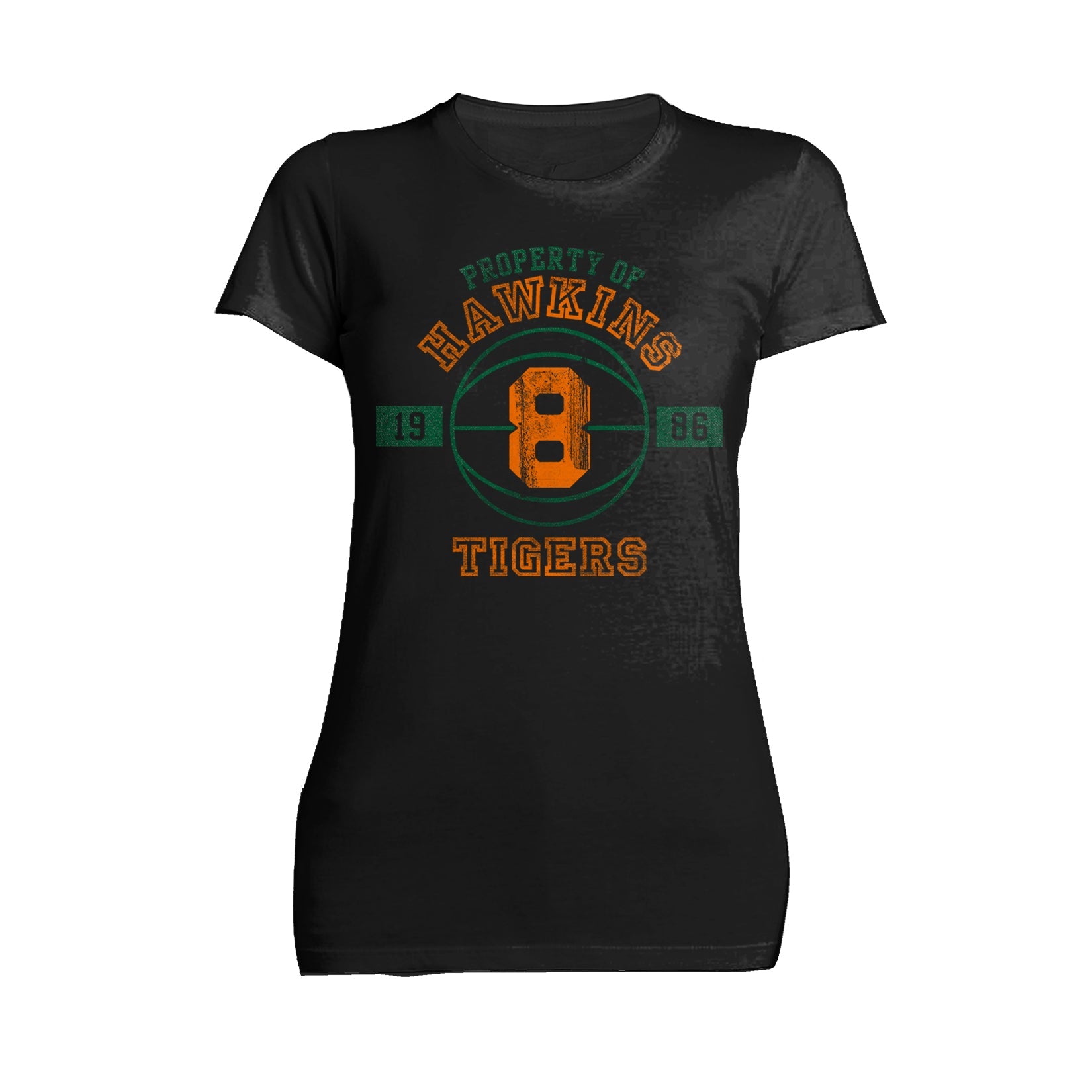 Stranger Things Hawkins Tigers Varsity Basketball Official Women's T-Shirt