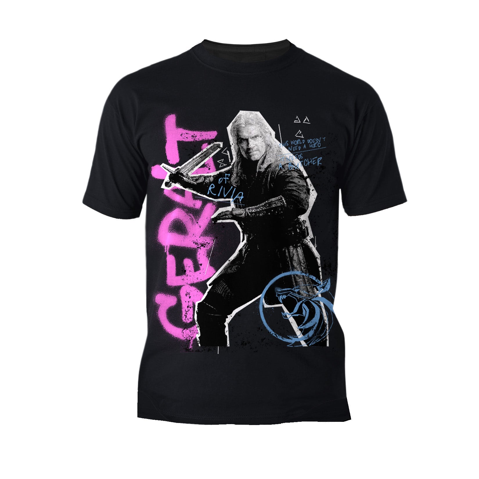 The Witcher Geralt Graffiti Slayer Official Men's T-Shirt