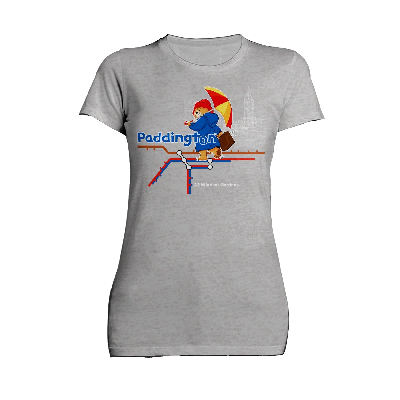 Paddington Bear Collegiate London Tube Map Women's T-Shirt