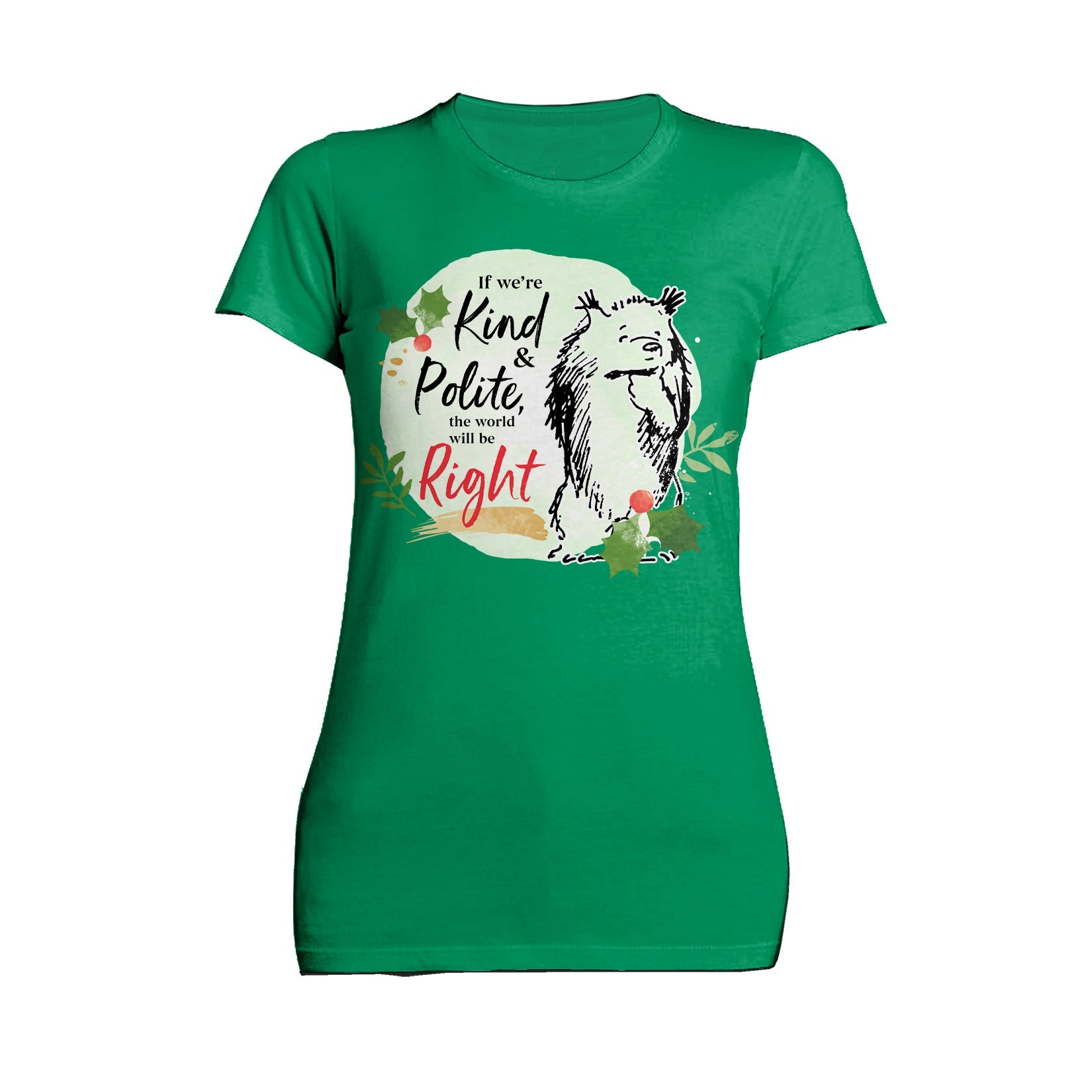 Paddington Bear Xmas Badge Polite Holly Mistletoe Christmas Women's T-Shirt