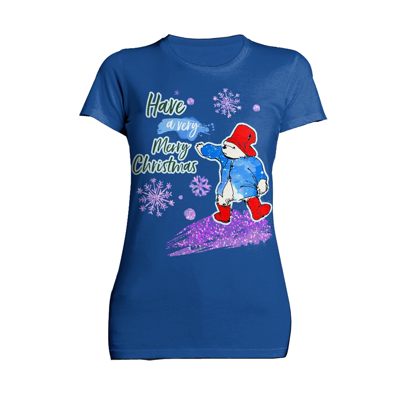 Paddington Bear Xmas Splash Love Christmas Snowflake Bling Women's T-Shirt