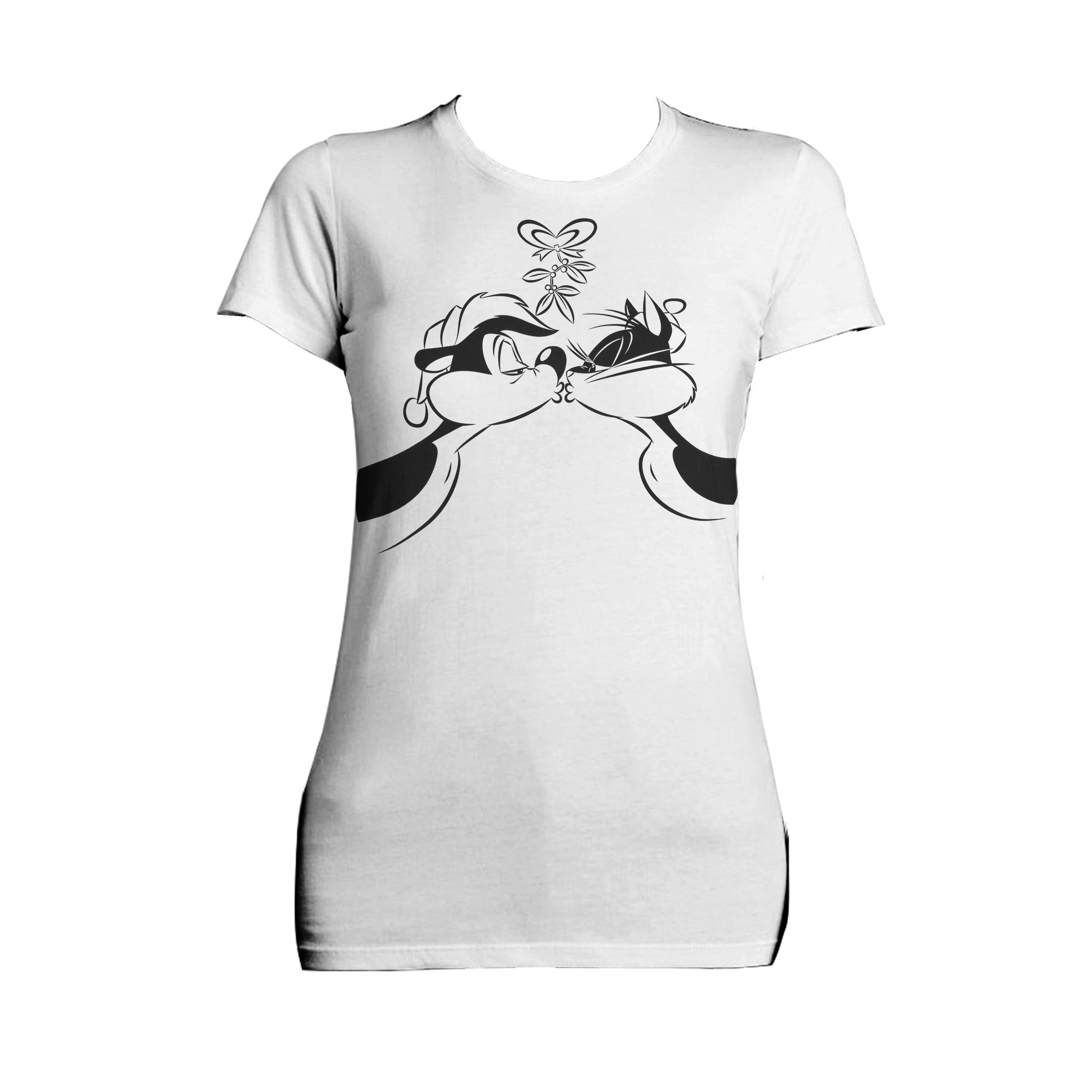 Looney Tunes Pepe Le Pew Xmas Kiss Official Women's T-Shirt ()