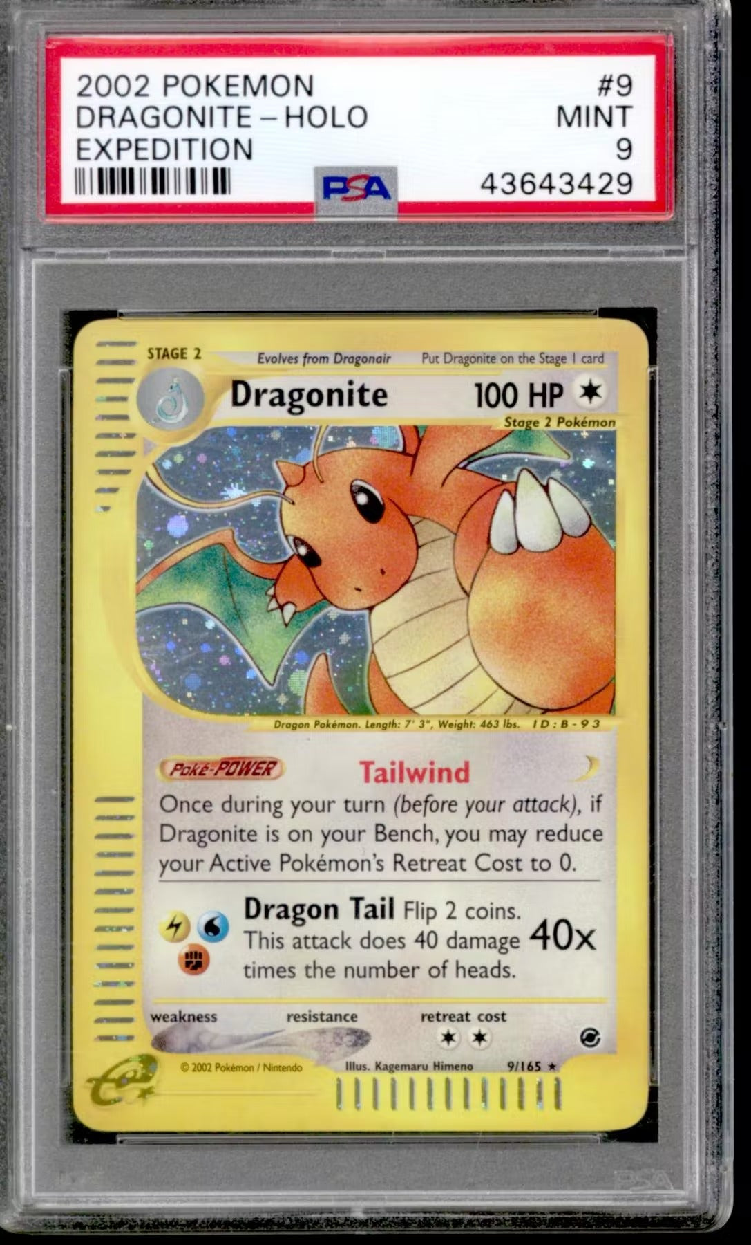 Pokemon Expedition Dragonite 9/165 PSA 9