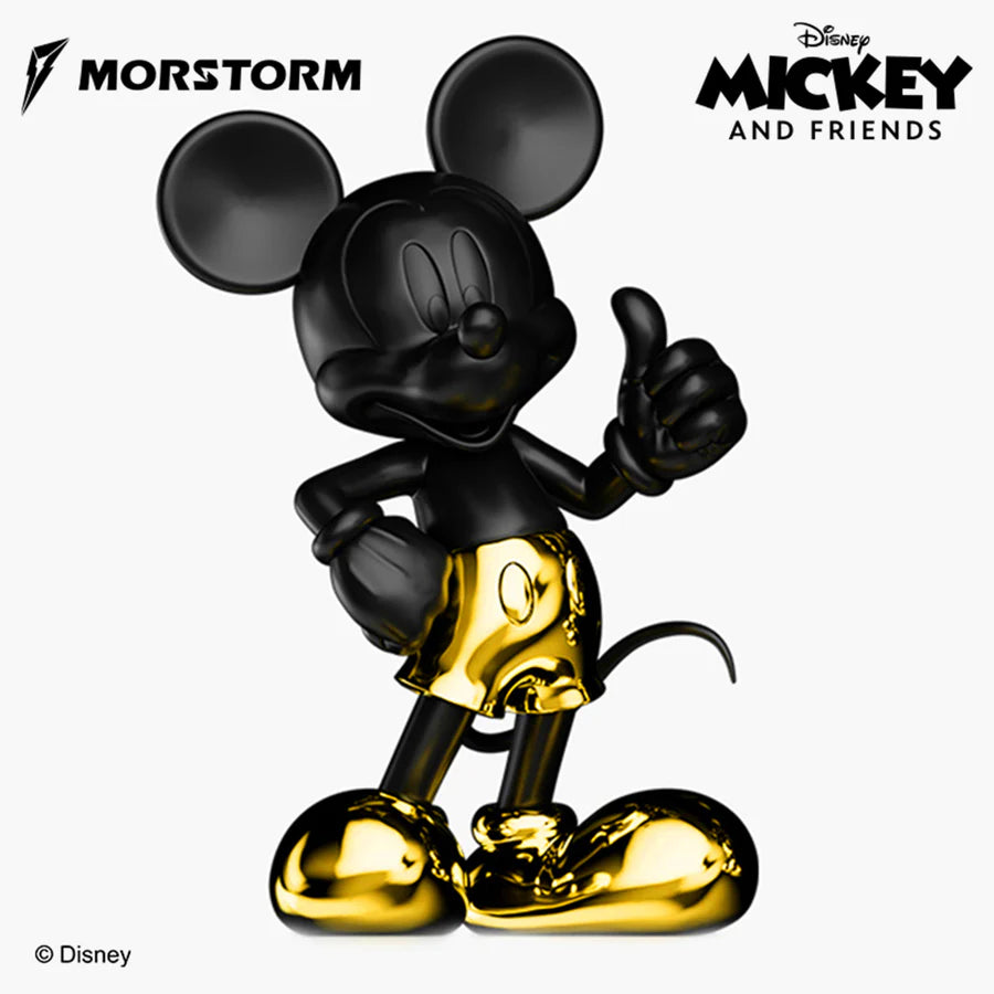 Disney Mickey and Friends Disney Art Statue Series Mickey Mouse Thumb Up Black & Gold Chrome 11" Polystone Statue