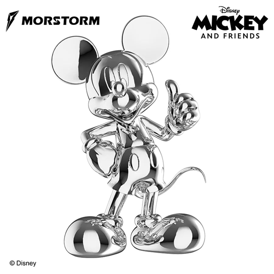 Disney Mickey and Friends Disney Art Statue Series Mickey Mouse Thumb Up Silver Chrome 11" Polystone Statue
