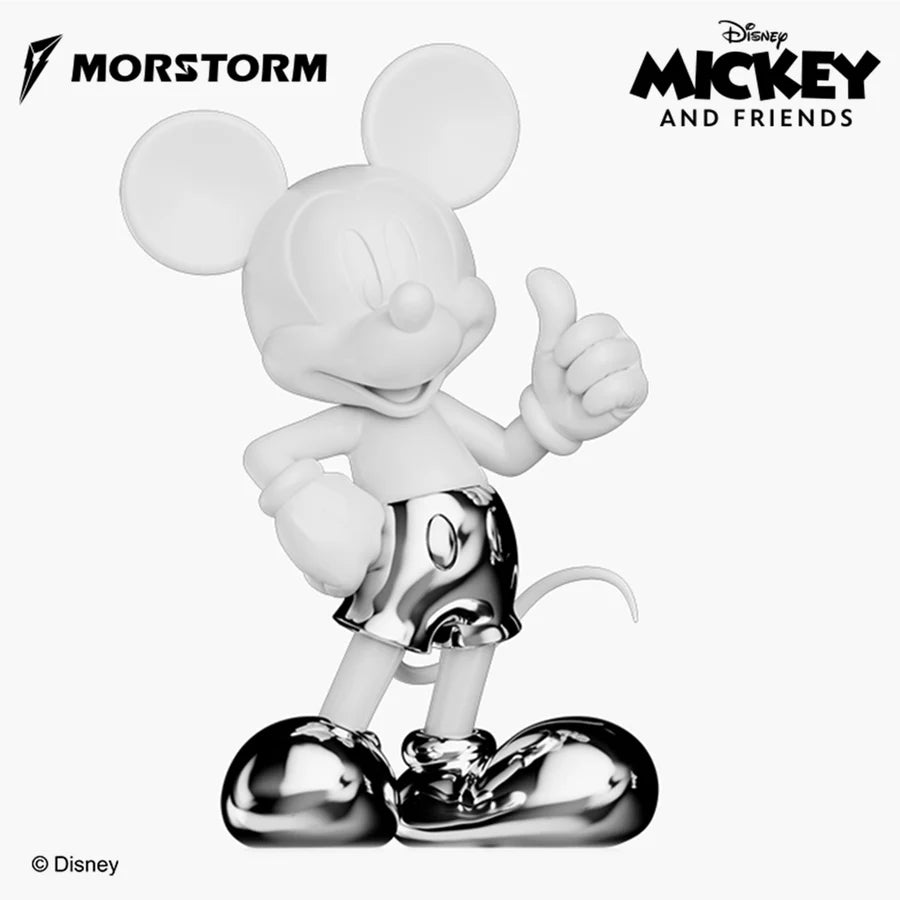 Disney Mickey and Friends Disney Art Statue Series Mickey Mouse Thumb Up White & Silver Chrome 11" Polystone Statue