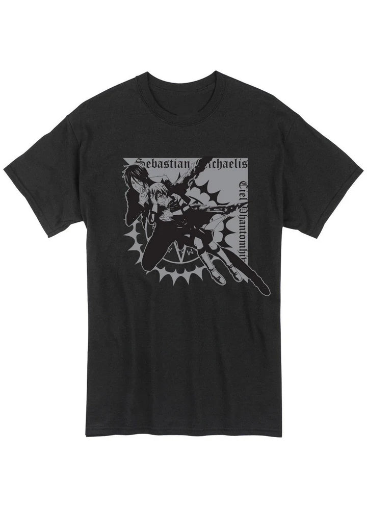 Black Butler Sebastian Michaelis And Ciel Phantomhive Screen Print T-Shirt