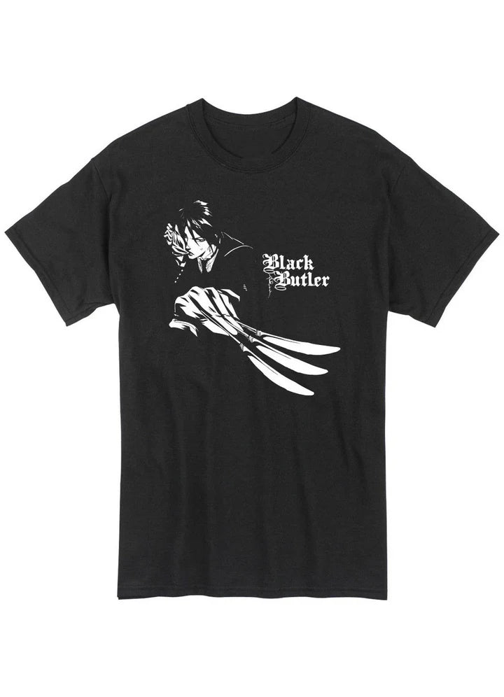 Black Butler Sebastian Michaelis Knives Men's Screen Print T-Shirt