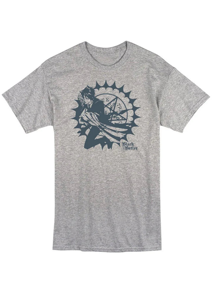 Black Butler Leaping Sebastian Michaelis Seal Screen Print T-Shirt
