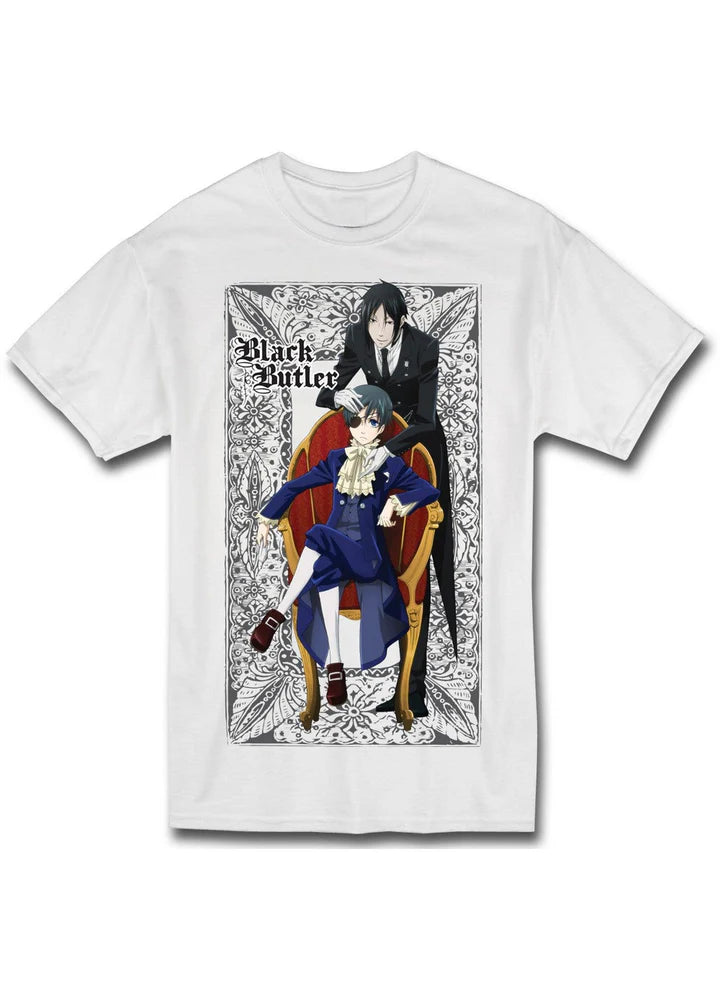 Black Butler Black Sebastian Michaelis With Ciel Phantomhive Seated Men's Sublimation T-Shirt
