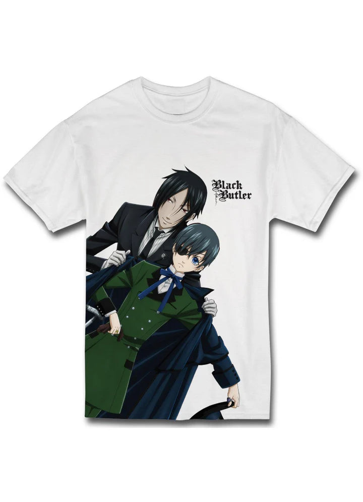 Black Butler Sebastian Michaelis Put Coat On Ciel Phantomhive's Shoulder Men's T-Shirt
