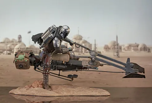 Star Wars The Mandalorian Din Djarin on Speeder Bike 1/7 Statue