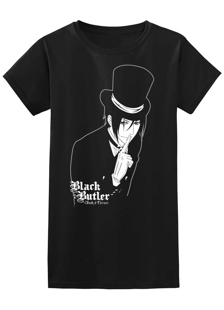Black Butler Book Of Circus Sebastian Michaelis Hush Jrs Screen Print T-Shirt