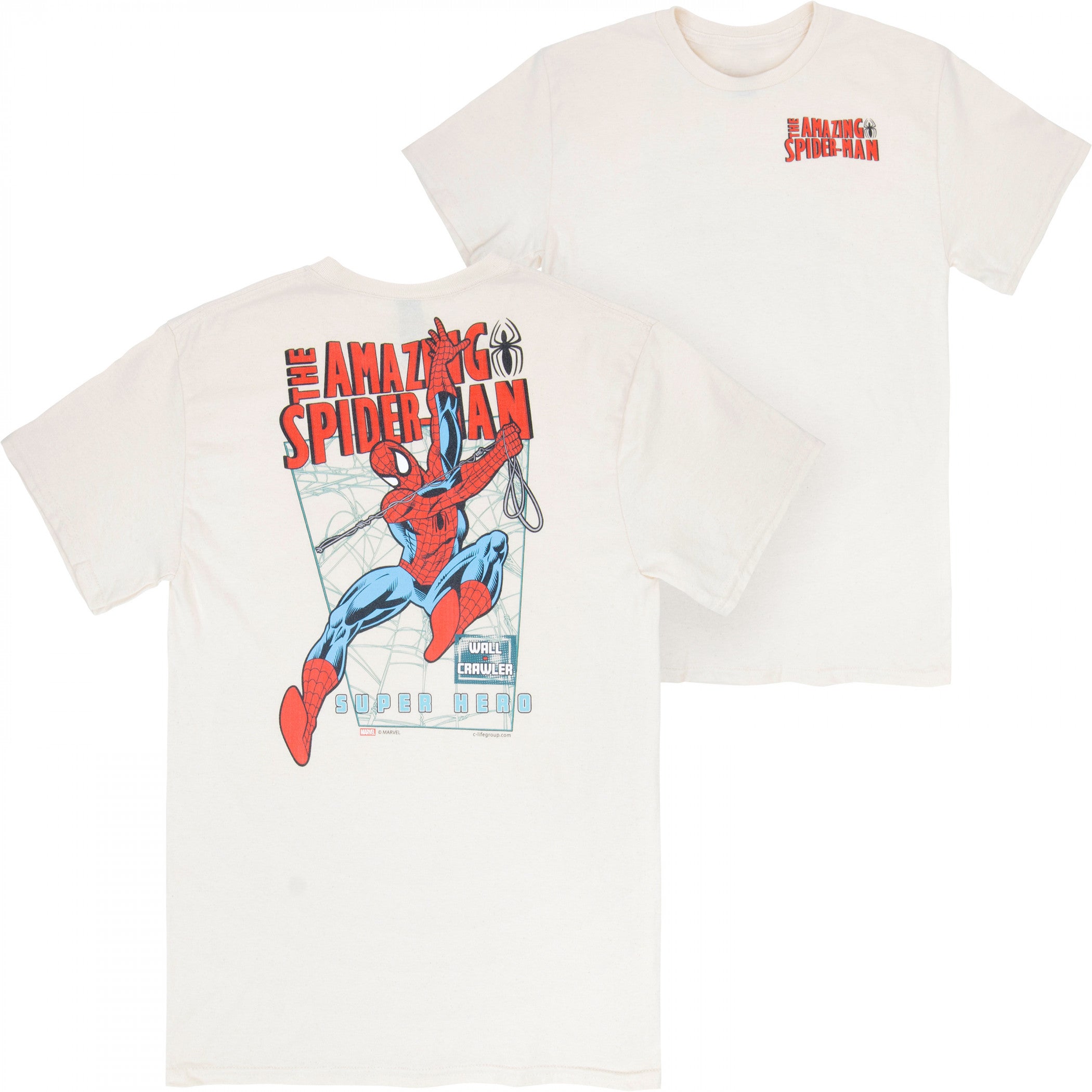 Spider-Man Swinging from The Pages Front and Back Print T-Shirt