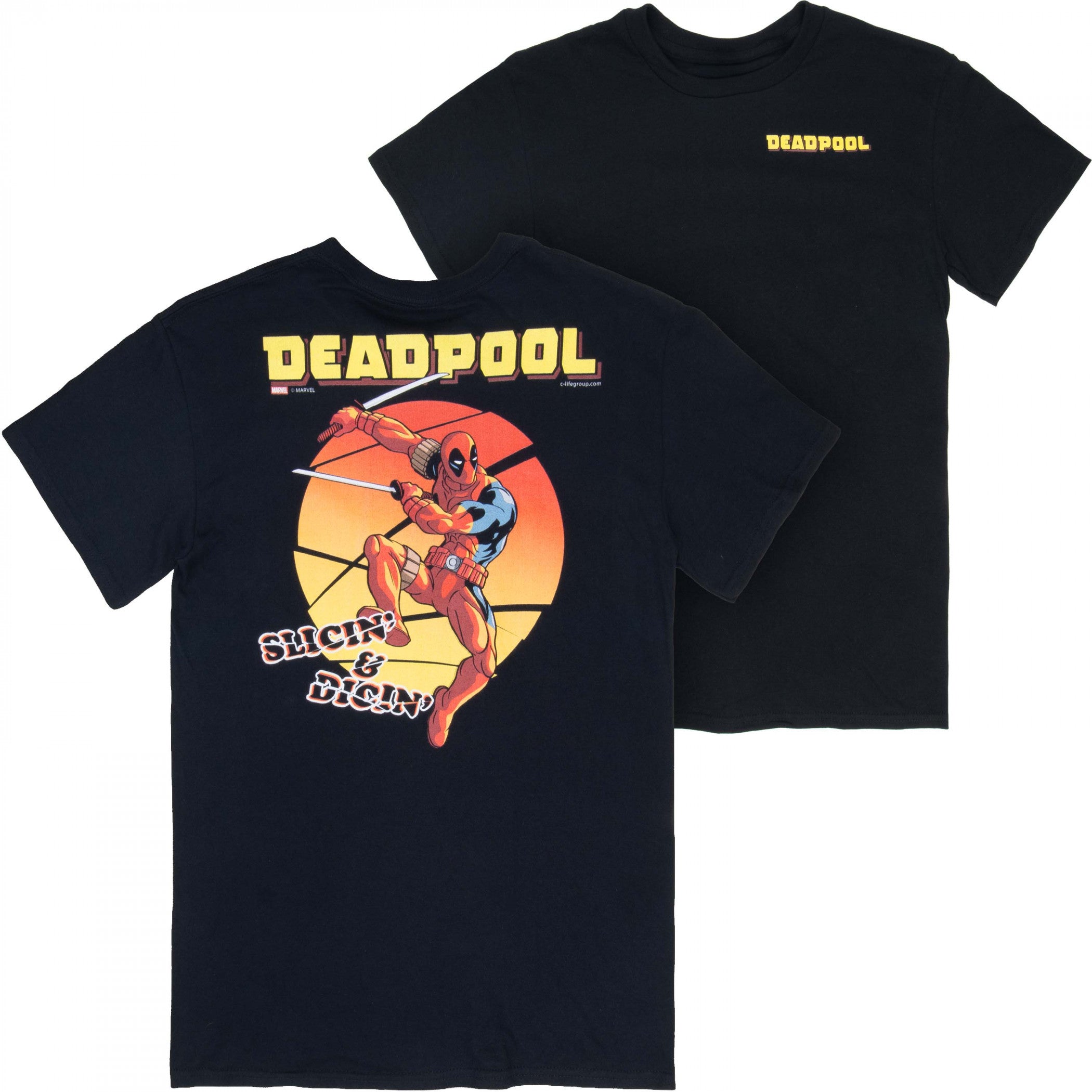 Deadpool Slicin' and Dicin' Front and Back Print T-Shirt