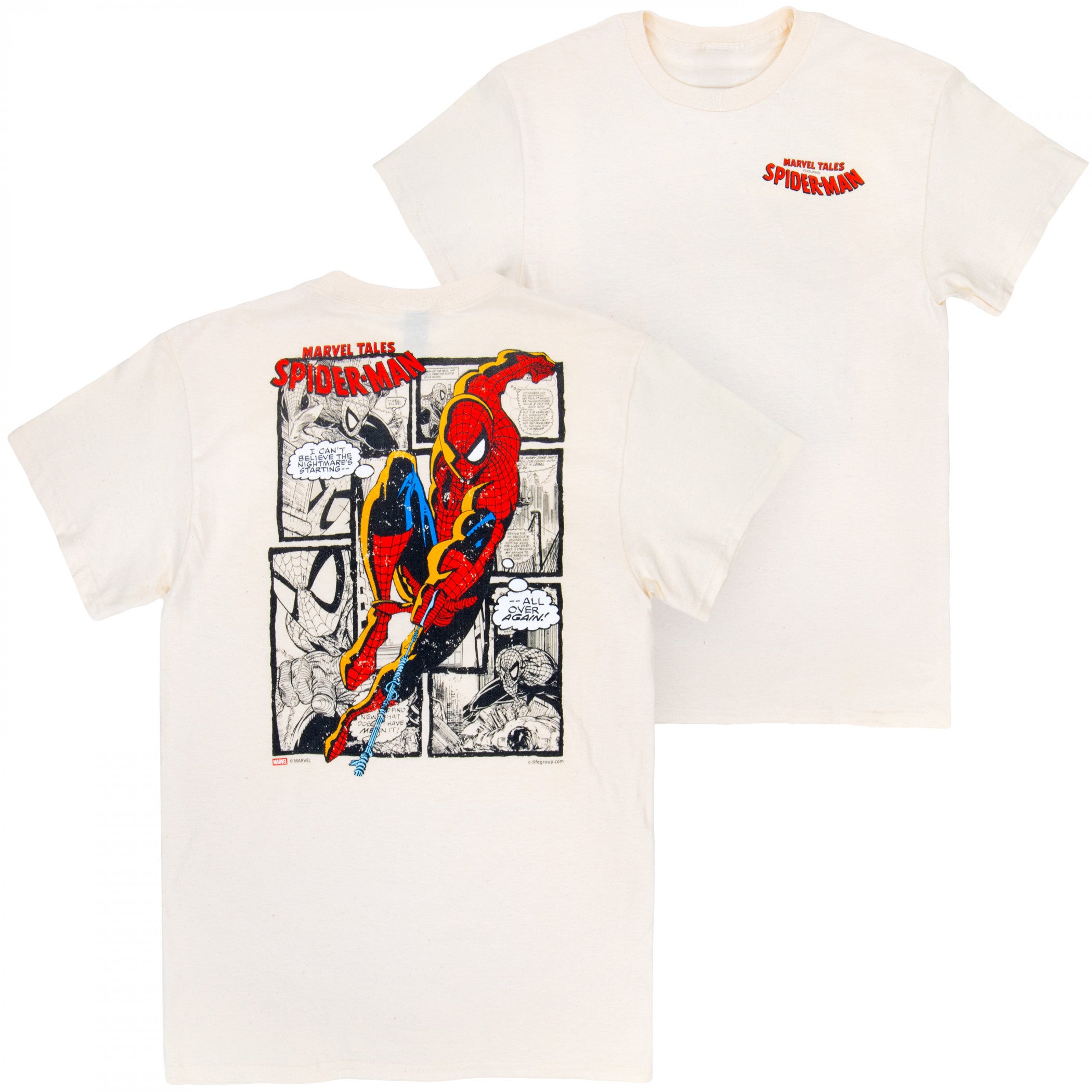 Spider-Man Comic Panels Front and Back Print T-Shirt