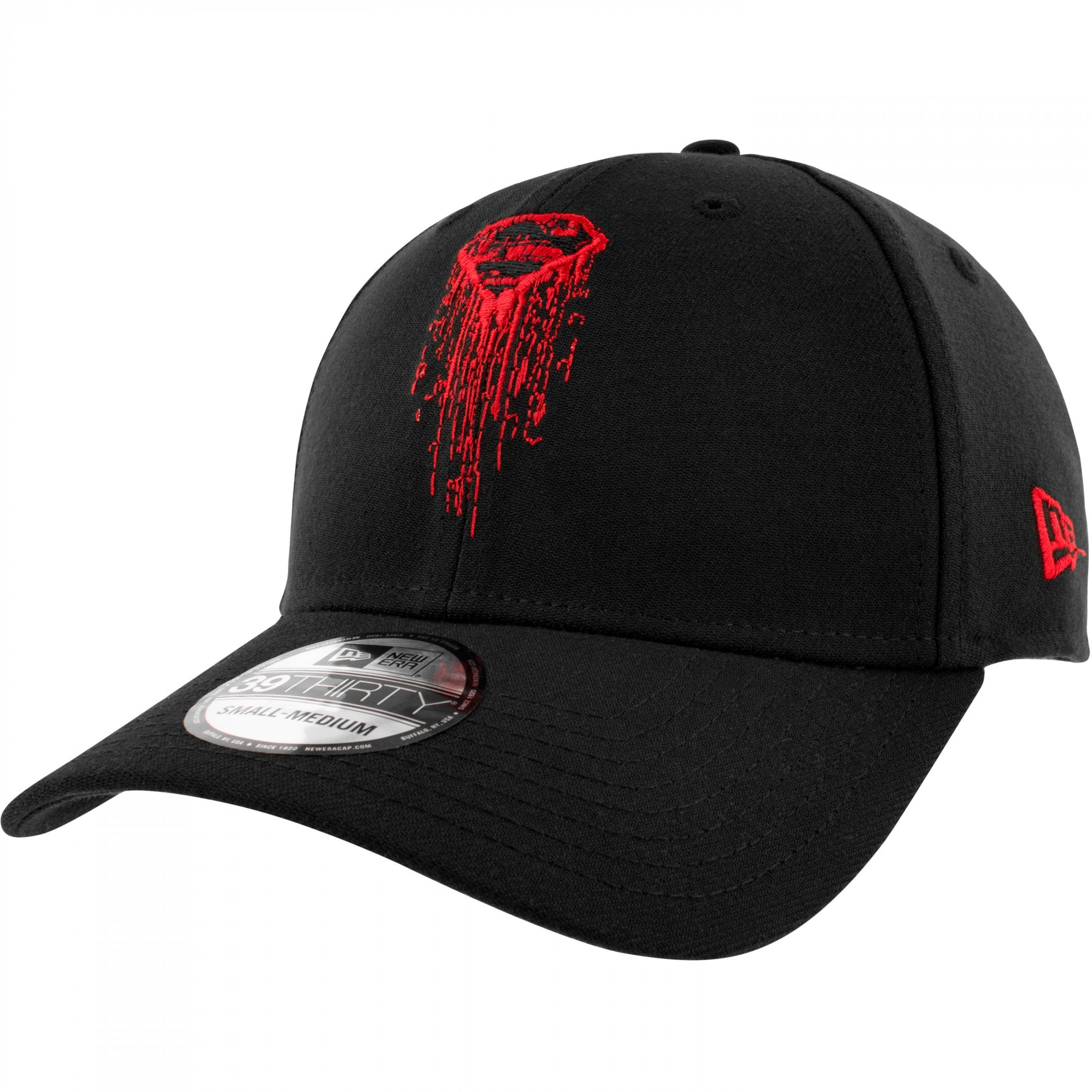 Superman Spray Paint Drip Logo New Era 39Thirty Fitted Hat
