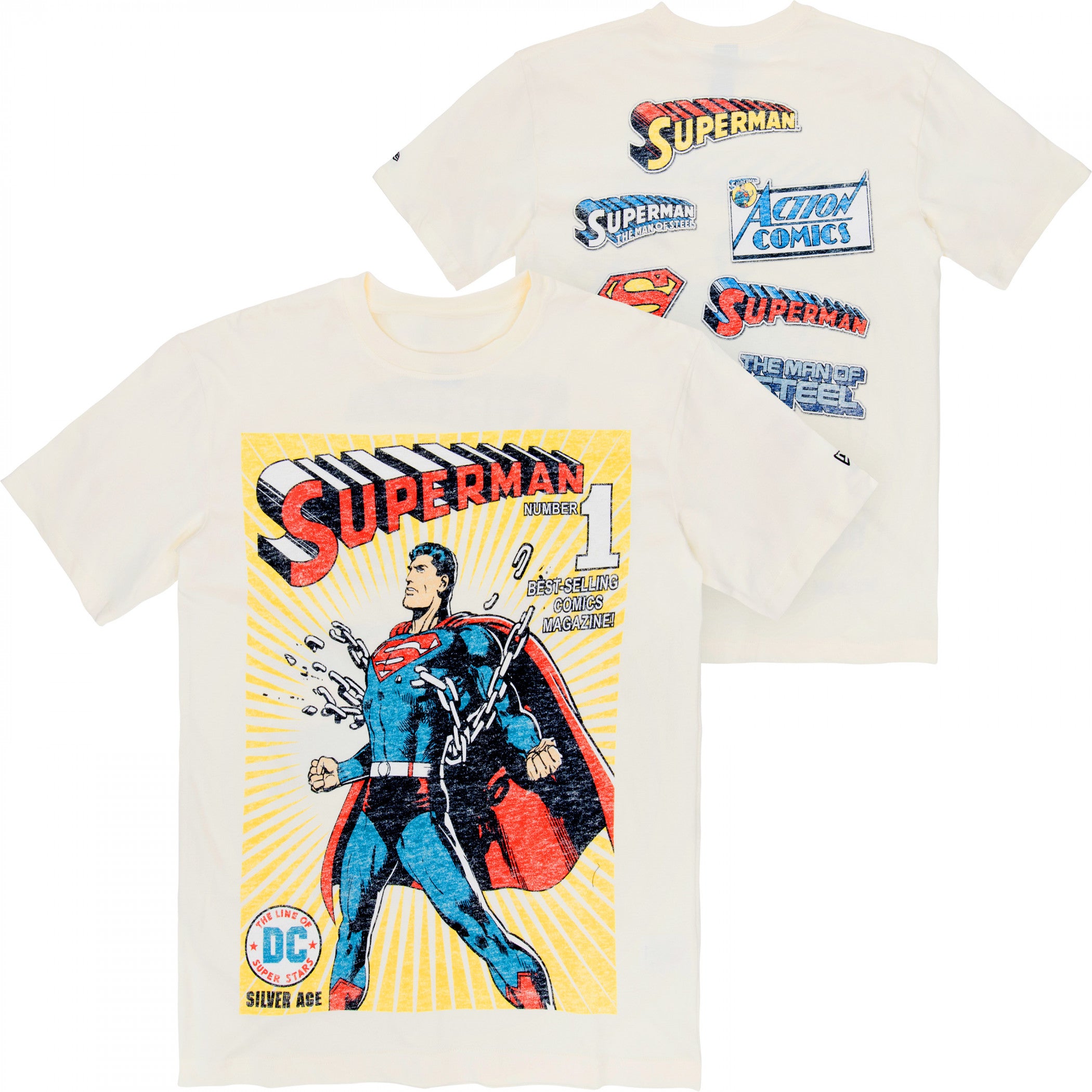 Superman Logo Collection Front and Back Print NEW ERA T-Shirt