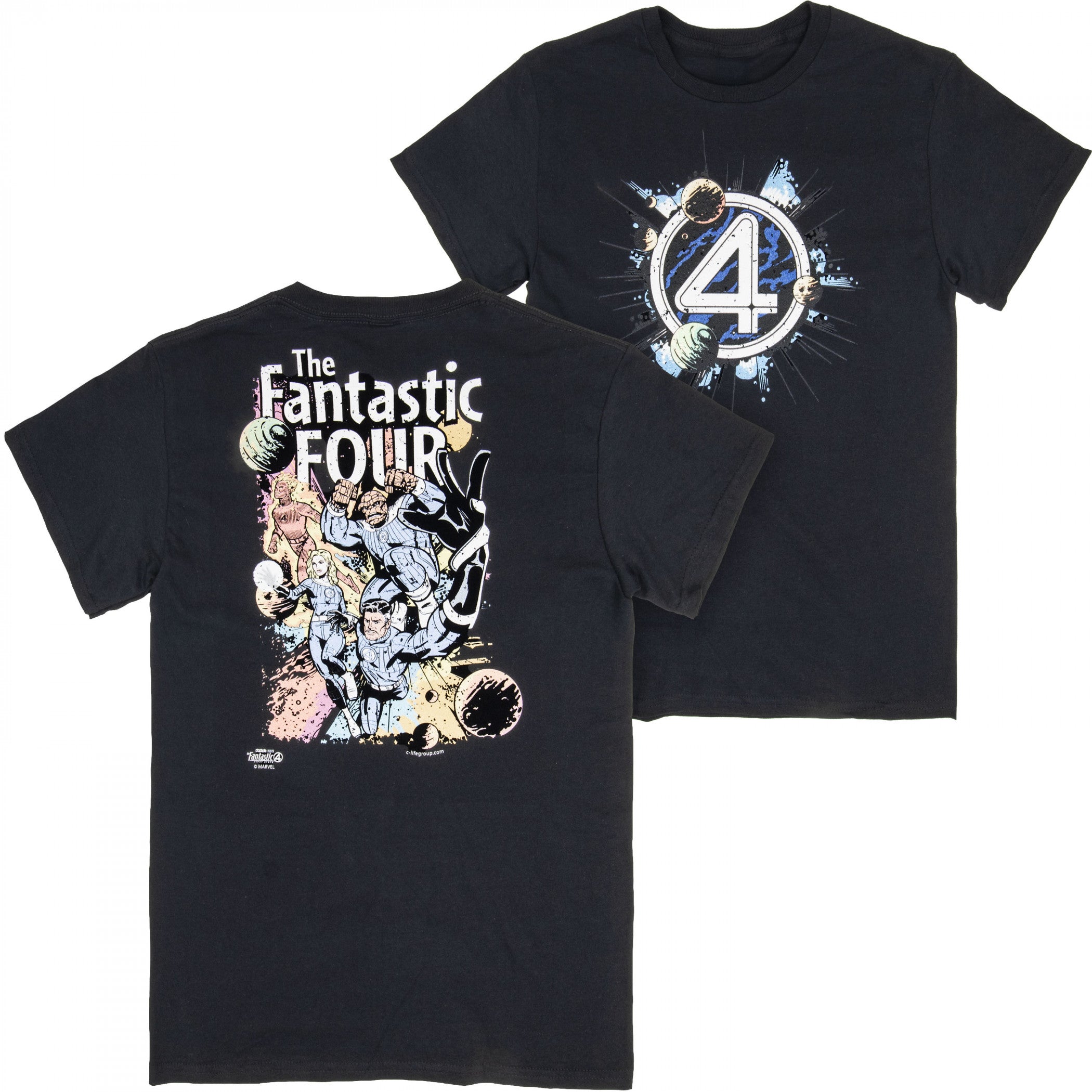 Fantastic Four Retro Art Front and Back Print T-Shirt