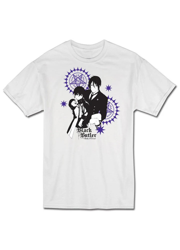 Black Butler Book Of Circus Sebastian Michaelis And Ciel Phantomhive Men's Screen Print T-Shirt