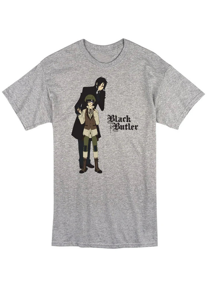 Black Butler Sebastian Michaelis & Ciel Phantomhive Disguise Men's Screen Print T-Shirt