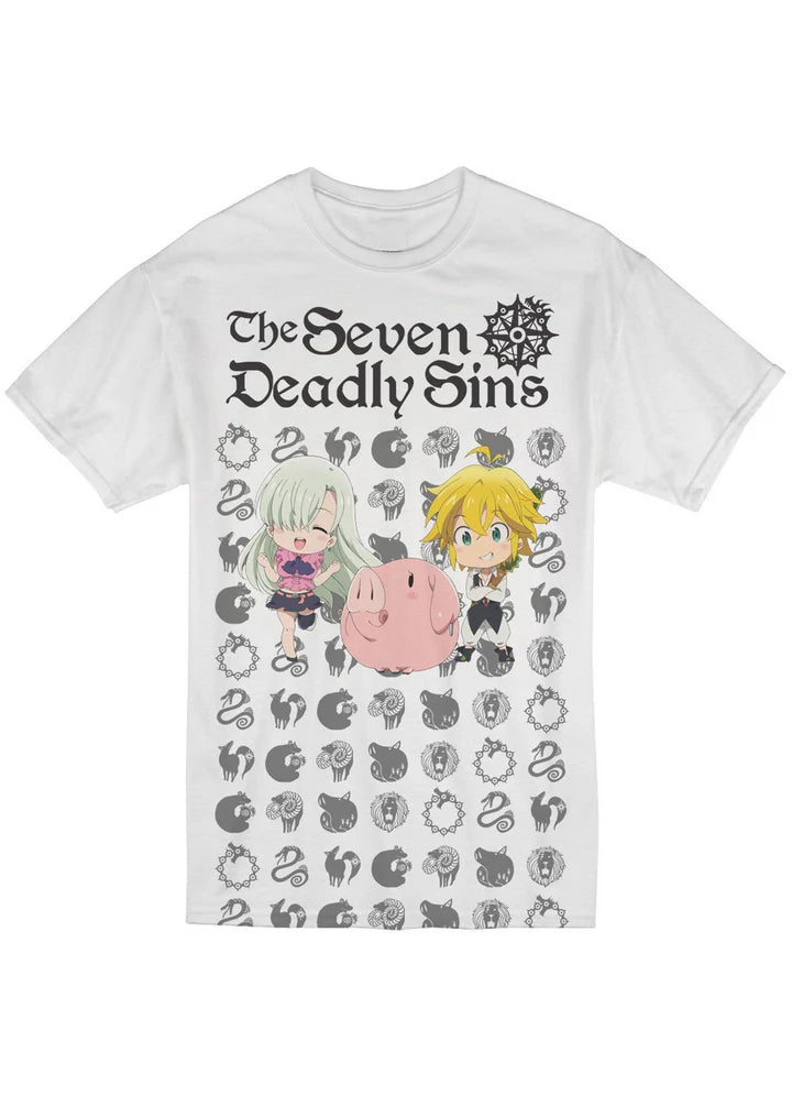 The Seven Deadly Sins SD Meliodas Elizabeth & Hawk Sublimation Men's T-Shirt