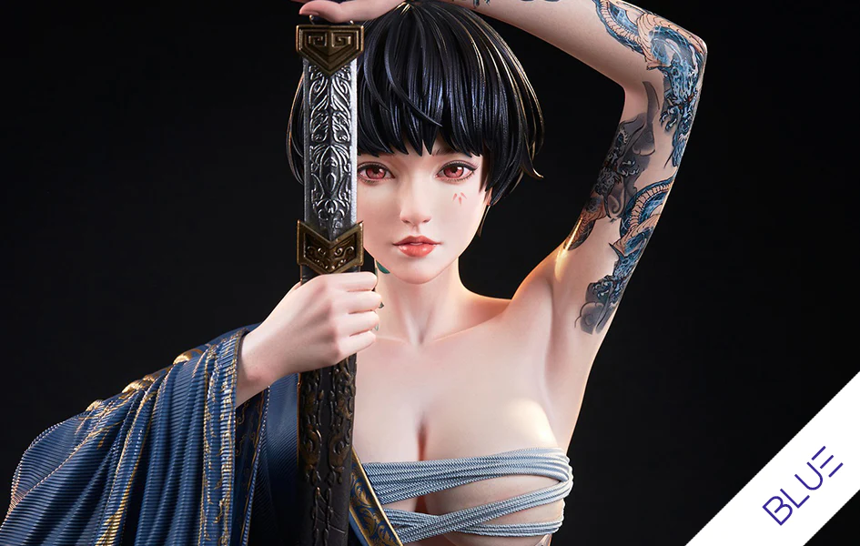 GHOSTBLADE JADE NAVY BLUE 1/4 SCALE STATUE