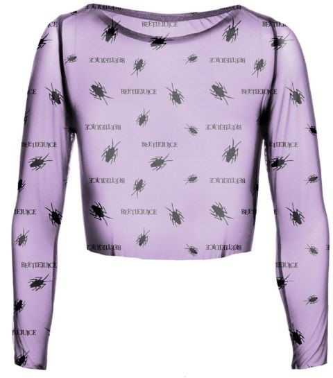 Beetlejuice Beetle Pattern Womens Cropped Mesh Top