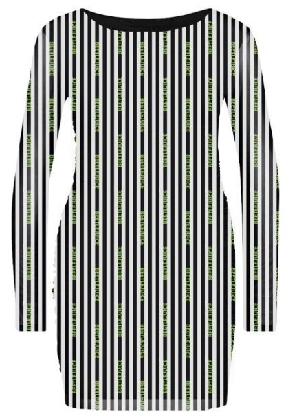 Beetlejuice Stripes Womens Mesh Bodycon Dress